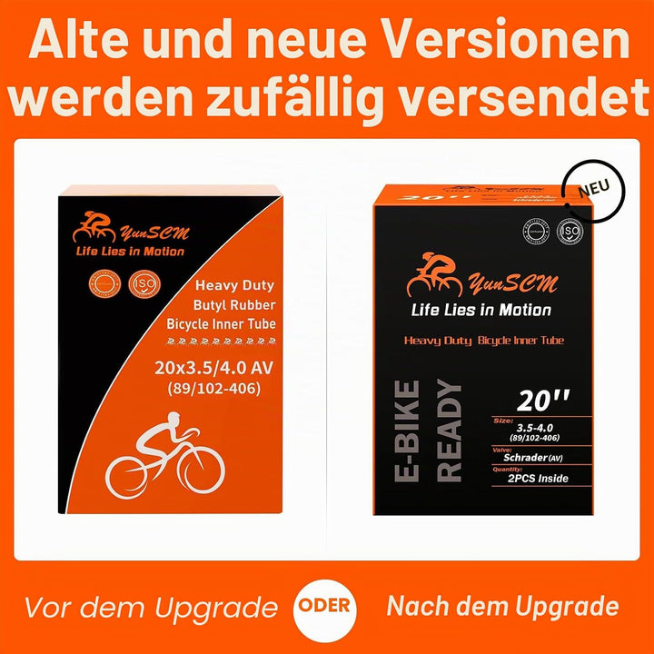 YunSCM 90/100-406 20 Zoll Schlauch 20x3.5/4.0 AV32mm Ventil kompatibel 20 Zoll Fat Fahrradschlauch/M