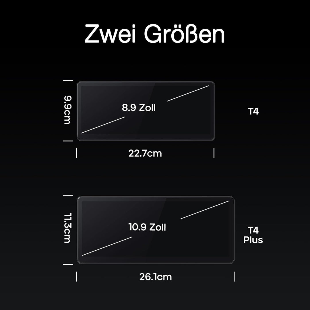 CarpodGo T4 8,9" 60 fps – Tragbares Auto-Display mit kabellosem &amp; kabelgebundenem CarPlay, unterstüt