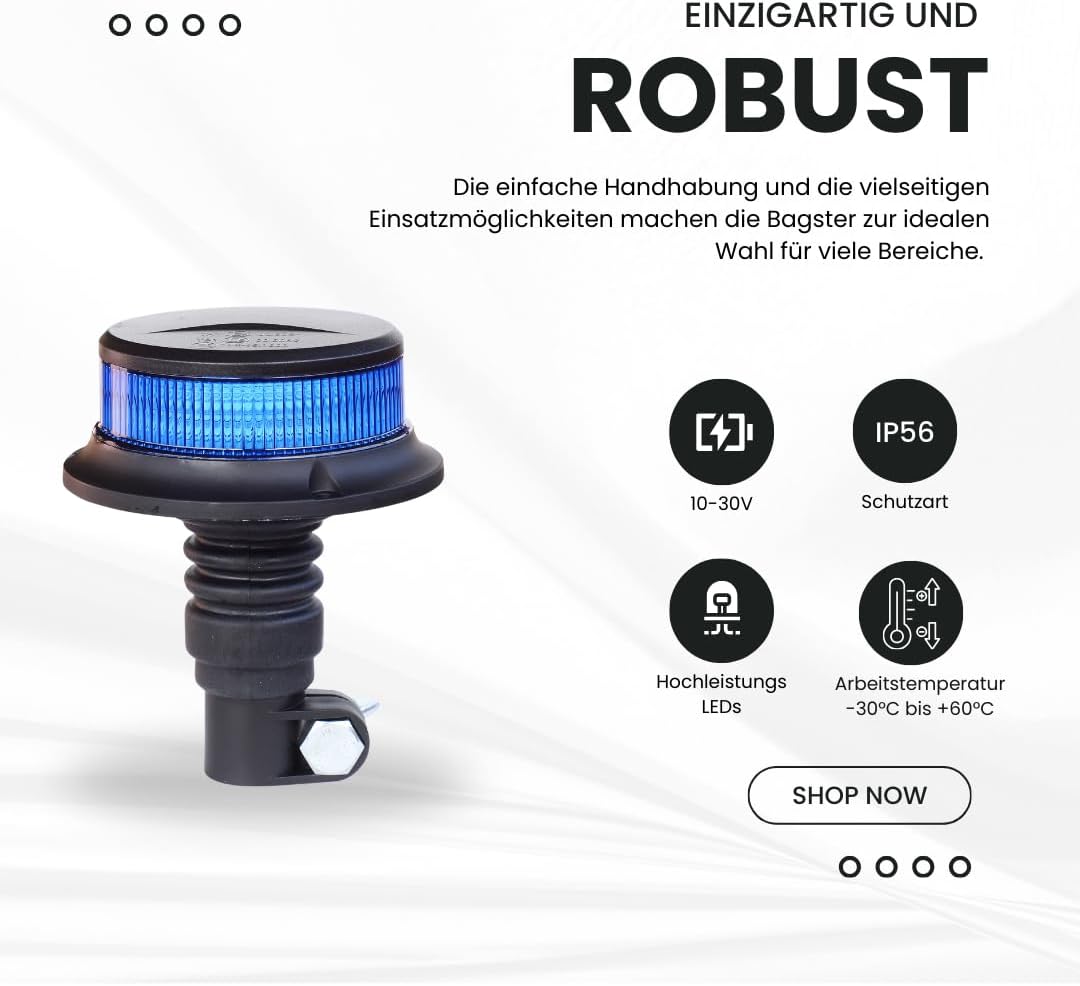 Raptors LED Technik 220km/h DEKRA geprüft | Kennleuchte Bagster ECE R65-10-30V DC Rundumleuchte für