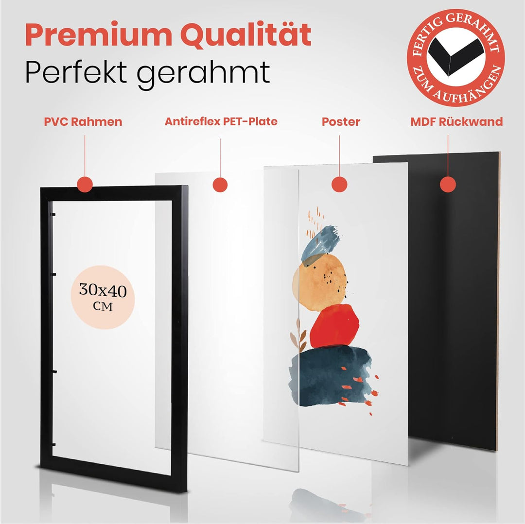 LENI LOTTE MIT RAHMEN | AUFHÄNGFERTIG | Premium Poster Bilder Set Wandbilder Wohnzimmer Bild Wanddek