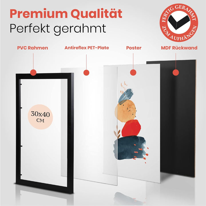 LENI LOTTE MIT RAHMEN | AUFHÄNGFERTIG | Premium Poster Bilder Set Wandbilder Wohnzimmer Bild Wanddek