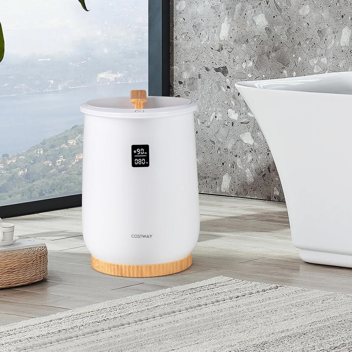 COSTWAY 20L Handtuchwärmer Eimer, Handtuchtrockner mit LED-Anzeige, 1-Knopf-Bedienung & Timer, Decke