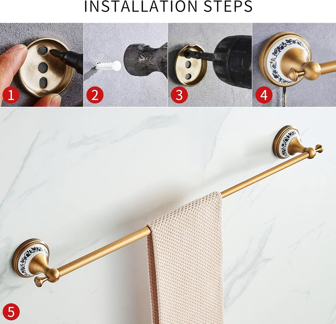 Antike Bronze Badezimmer Hardware Set,Verstellbarer Handtuchhalter, Toilettenpapierhalter, Handtuchh