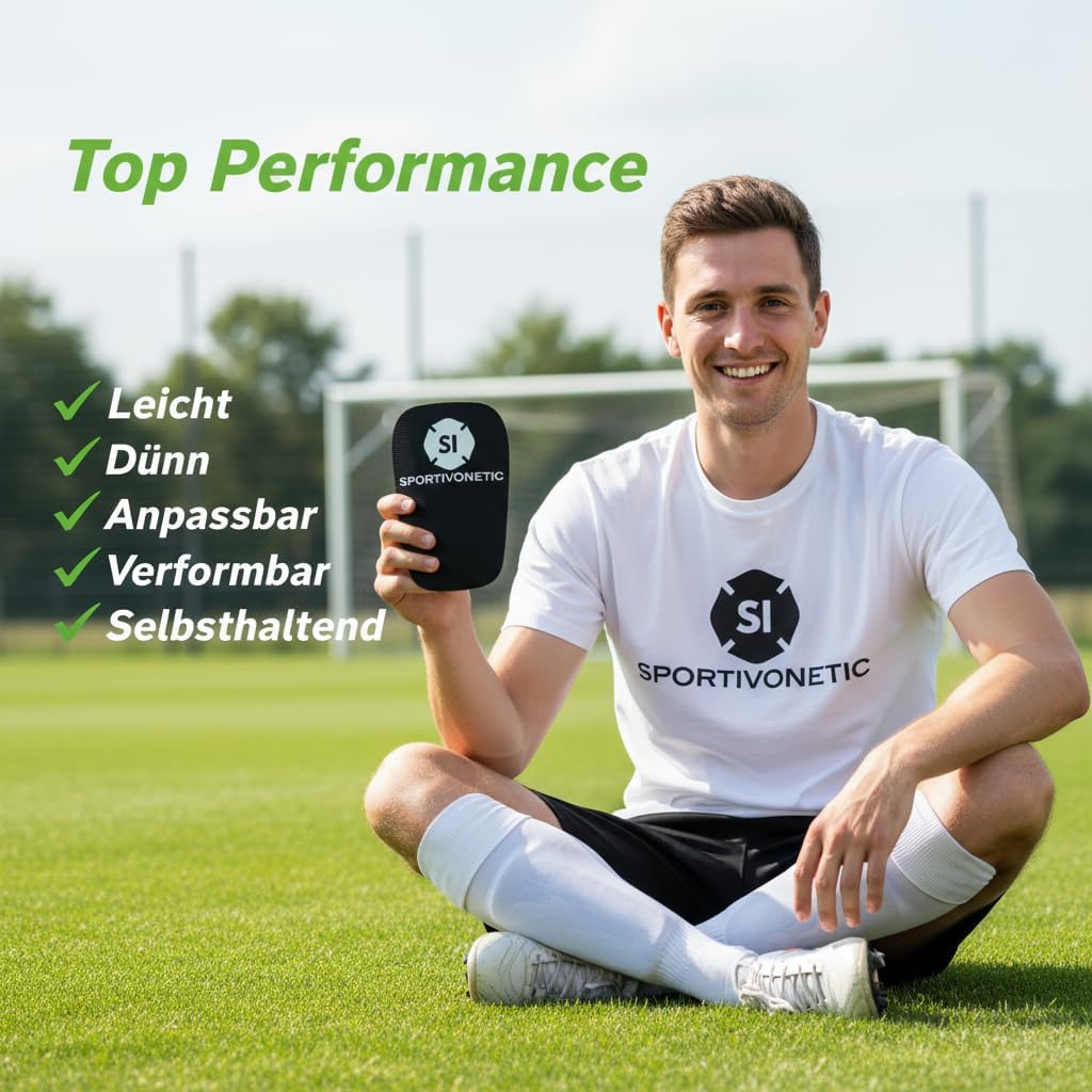 SPORTIVONETIC® High Performance Schienbeinschoner Anpassbar für Erwachsene & Kinder, Damen & Herren