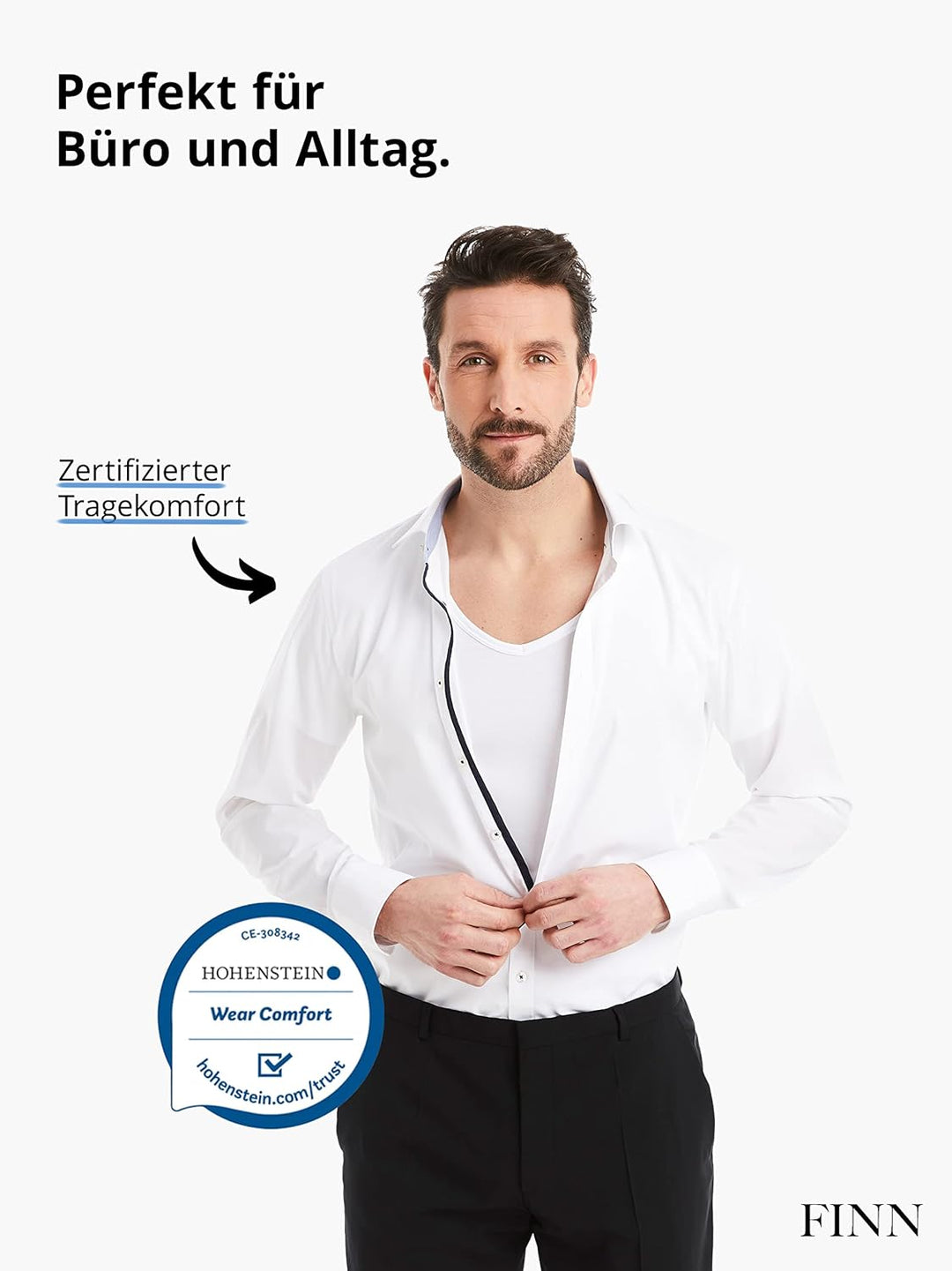FINN Herren Funktions-Unterhemd mit V-Ausschnitt - Anti-Schweiss Shirt mit Einsätzen gegen Schweissf