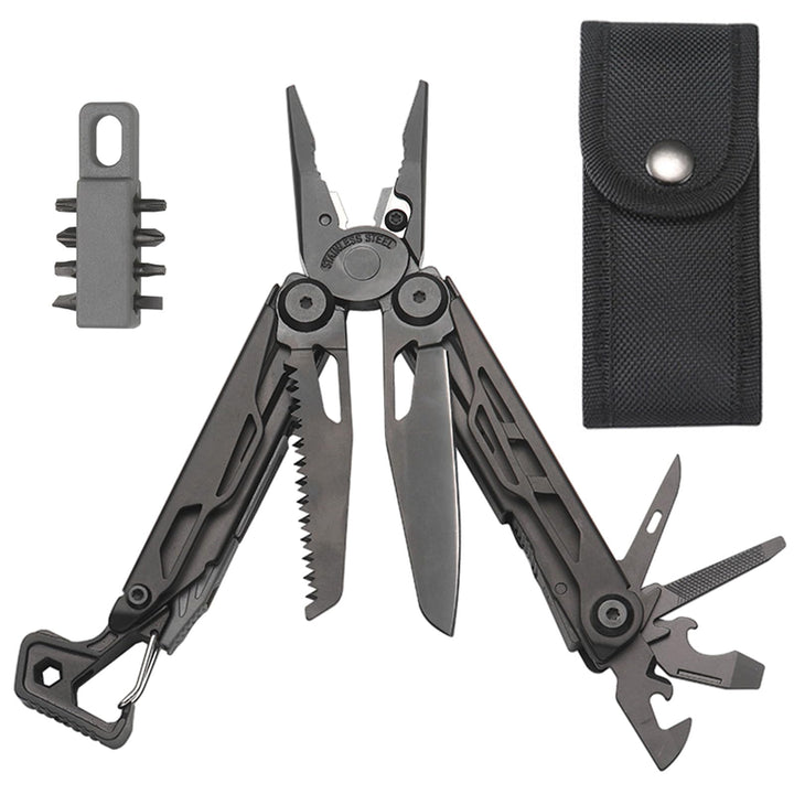 Edelstahl Multitool Zange mit 25 Werkzeugen Gürteltasche Einschliesslich Messern, Zangen, Säge, Öffn