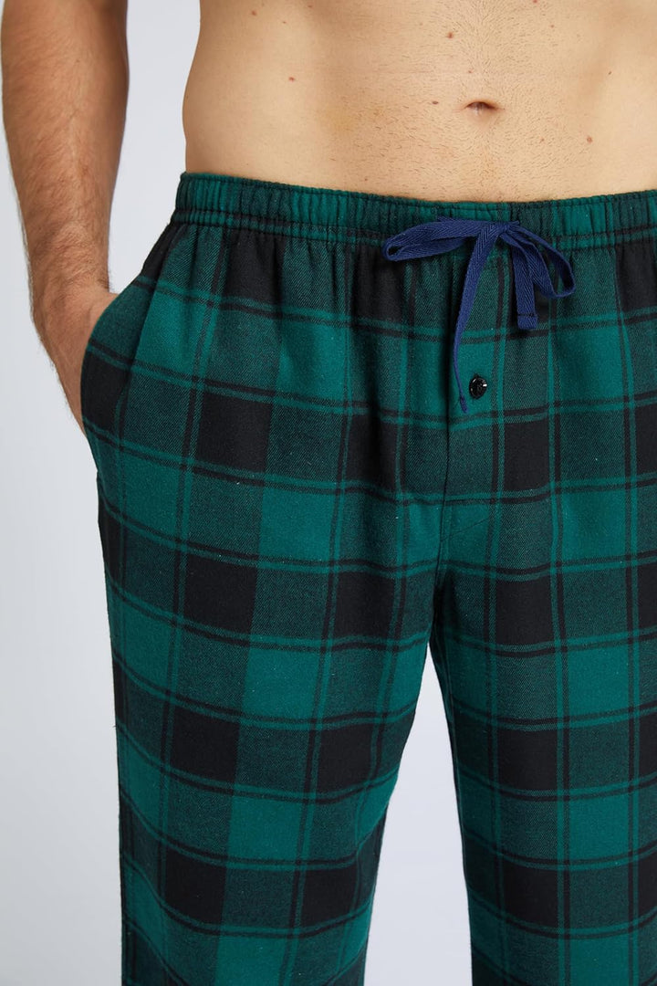 Jveyvth Herren Pyjamahose Flanell Baumwolle kariert Schlaf & Lounge Hose, PJ Hose mit Taschen und Kn