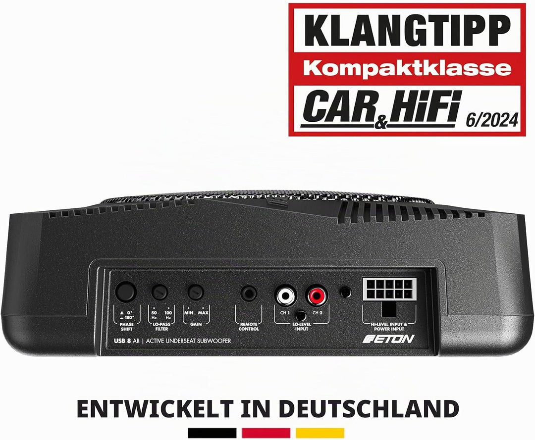 ETON USB 8 AR – sehr kompakter 20 cm / 8 Zoll Untersitz Aktiv Subwoofer für PKWs und Wohnmobile, lei