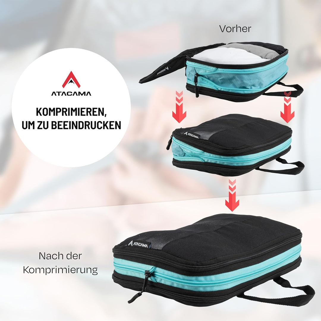 Atacama Premium Kompressions-Packwürfel-Set: Reissverschluss & Dual-Taschen, Packtaschen mit Kompres
