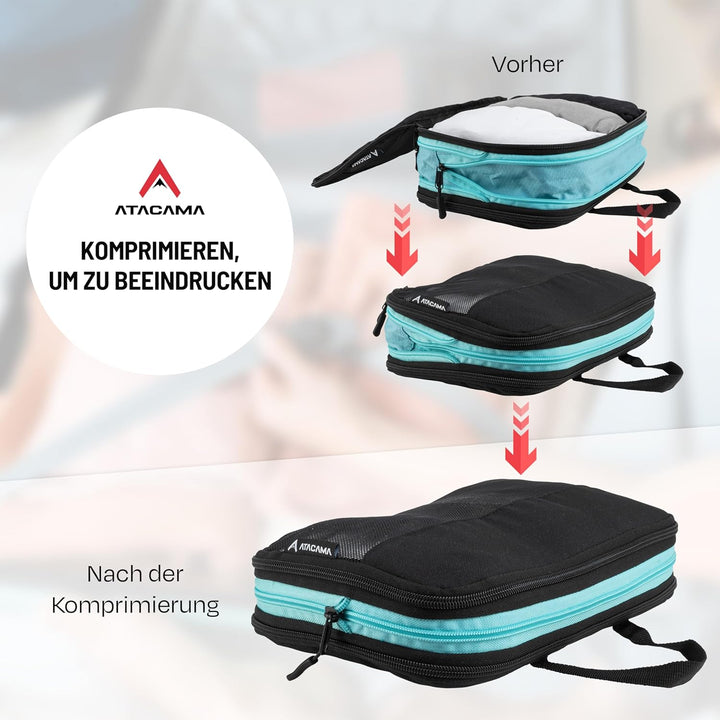 Atacama Premium Kompressions-Packwürfel-Set: Reissverschluss & Dual-Taschen, Packtaschen mit Kompres