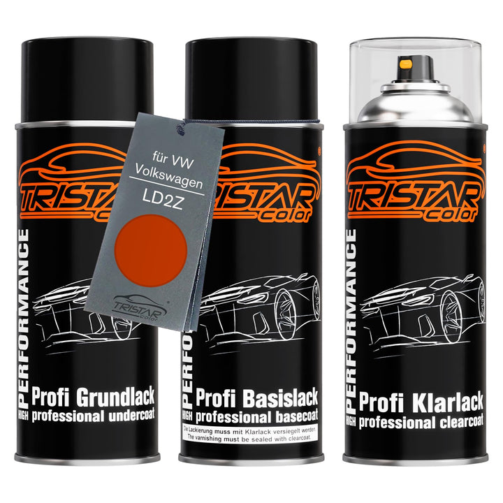 TRISTARcolor Autolack Spraydosen Set für VW/Volkswagen LD2Z Hot Orange Metallic/Rocket Orange Metall