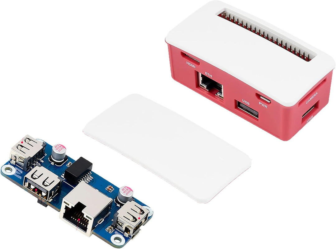 Waveshare ETH-USB-HUB-Box, Compatible with Raspberry Pi Zero Series Boards ETH/USB HUB Board BOX Kit