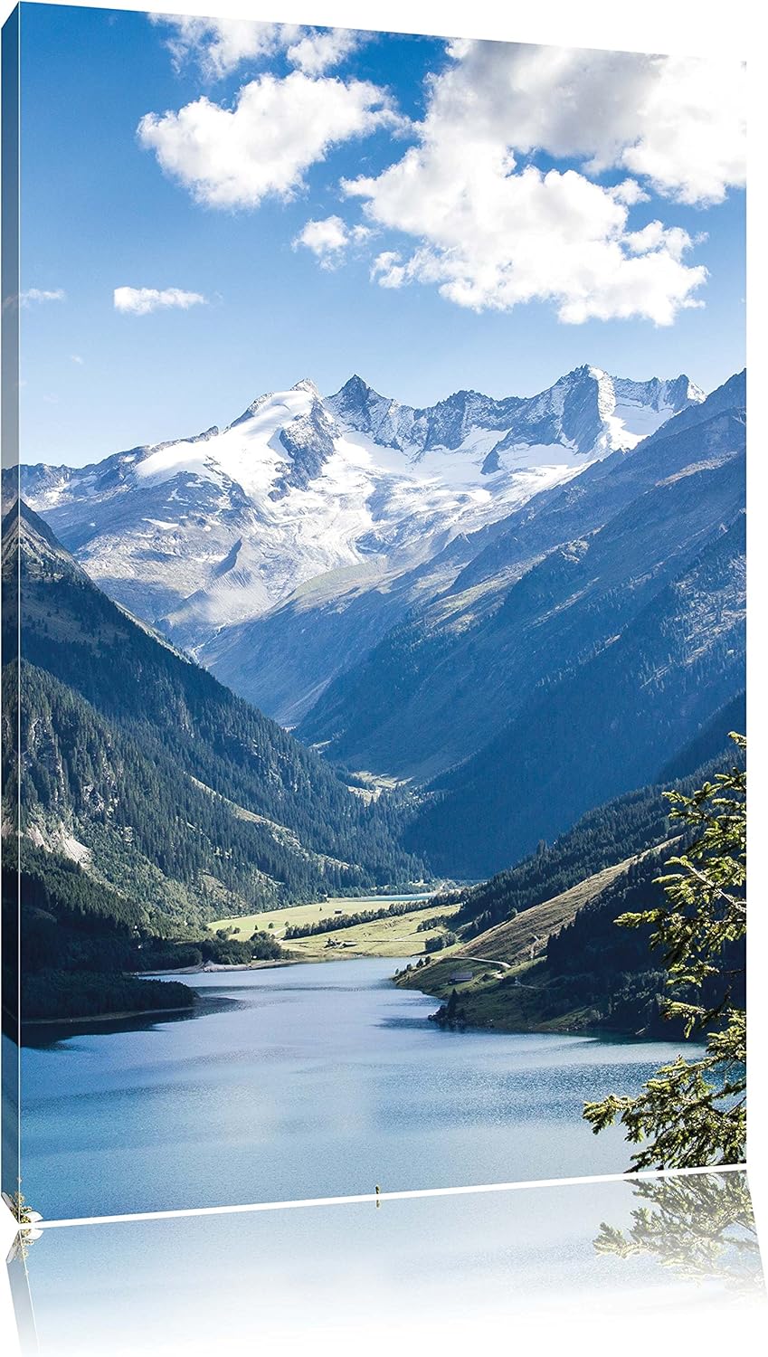 Pixxprint See an Bergen, Format: 100x70 auf Leinwand, XXL riesige Bilder fertig gerahmt mit Keilrahm