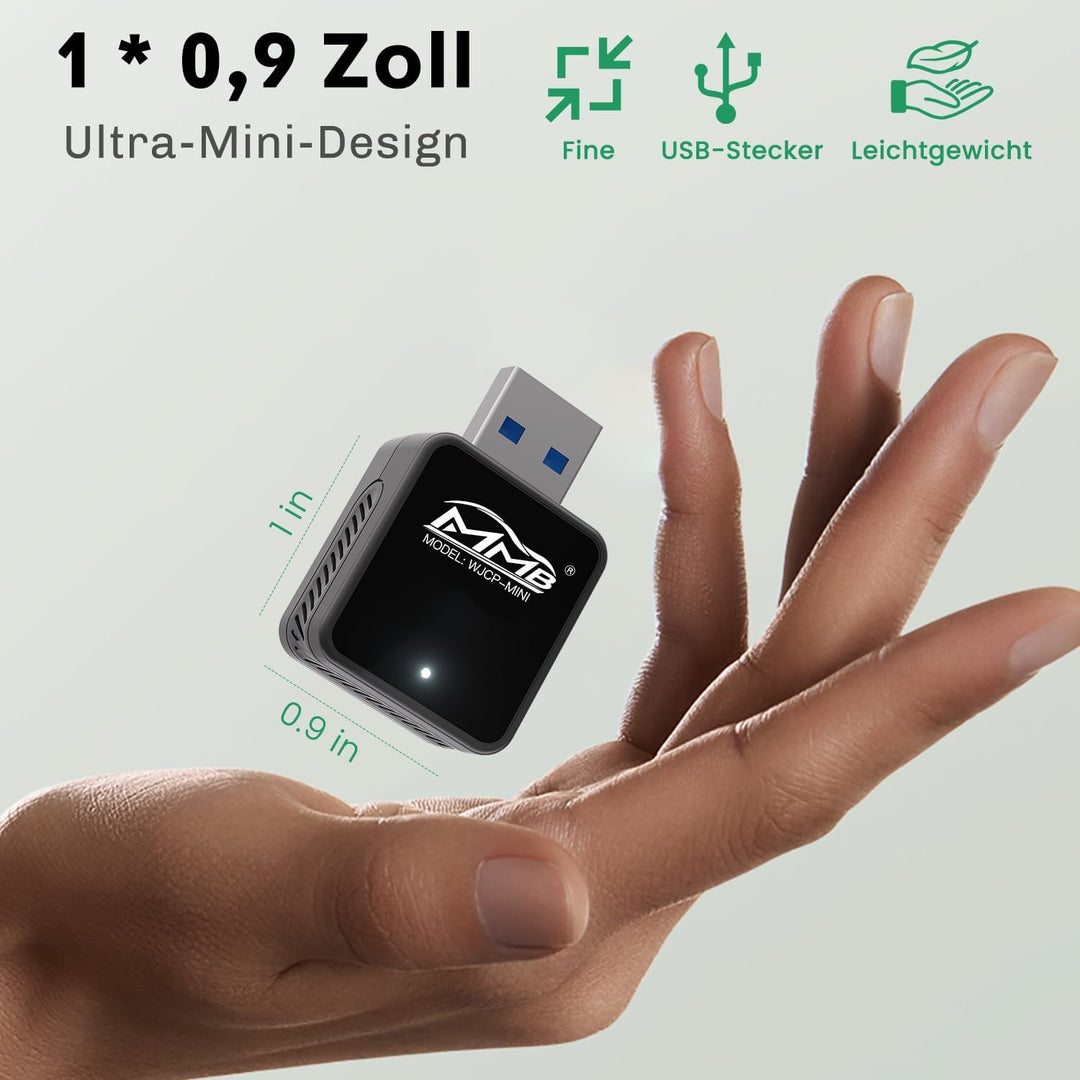 MMB WJCP-MINI CarPlay Wireless Adapter,2024 Upgrade Wireless Car Play Adapter-Dongle, Wandelt Werkse
