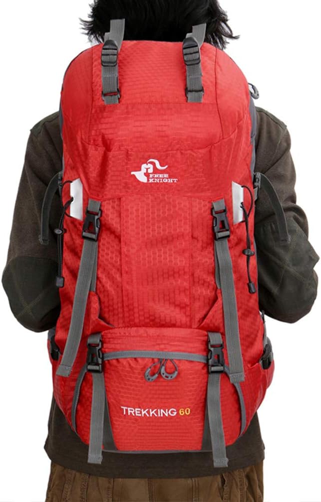 Bseash 60L Wasserdichter leichter Wanderrucksack mit Regenschutz, Outdoor Sport Tagesrucksack Multif