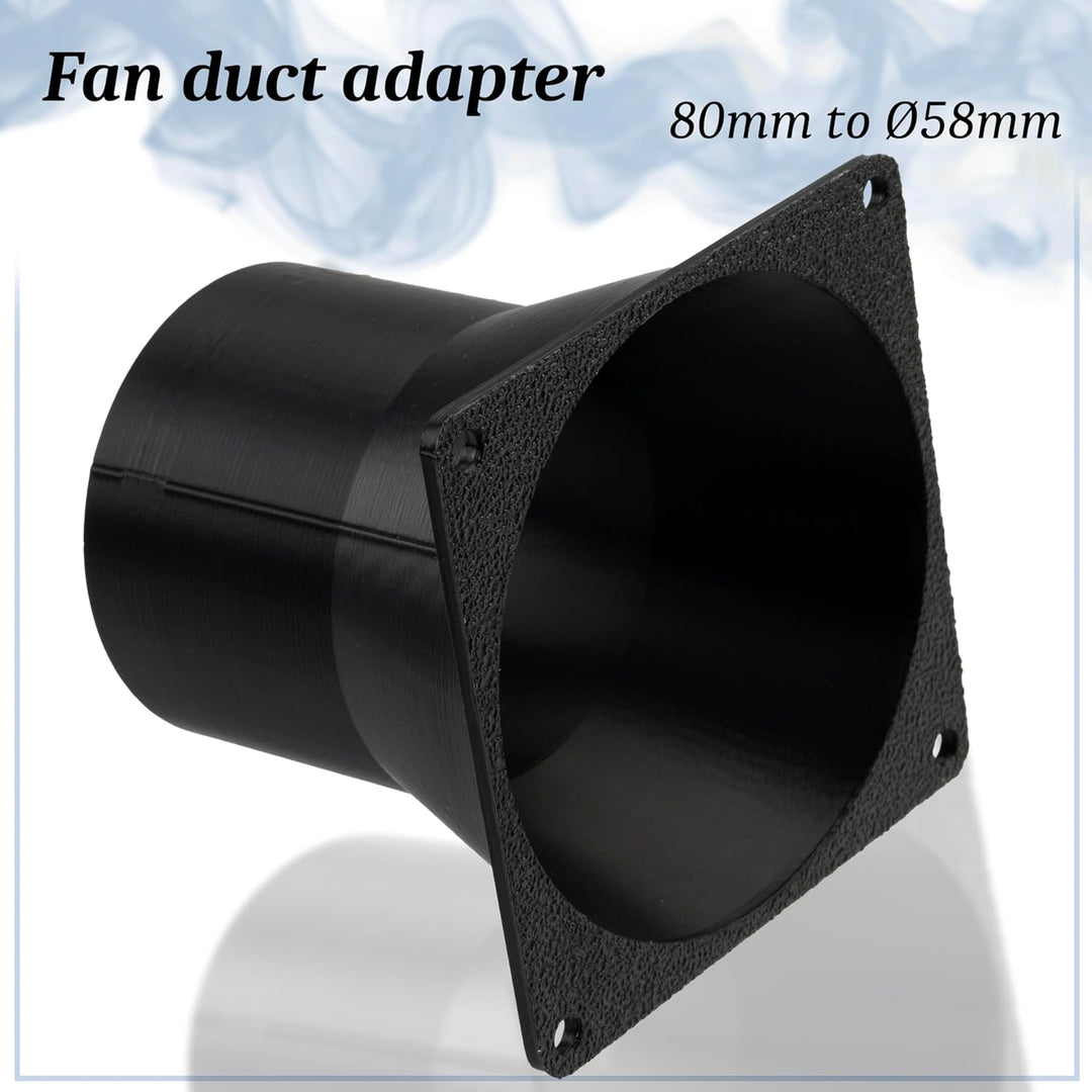 AERZETIX Quadratisch-Rund-Adapter für Luftstrom für Lüftungskanal 80x80 mm Ø58 mm aus ABS-Kunststoff