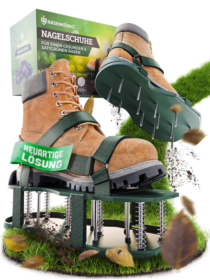 RASENKÖNIG Nagelschuhe Pro | Rasenlüfter Schuhe + Estrichschuhe | Rasenbelüfter Vertikutierer und Ae