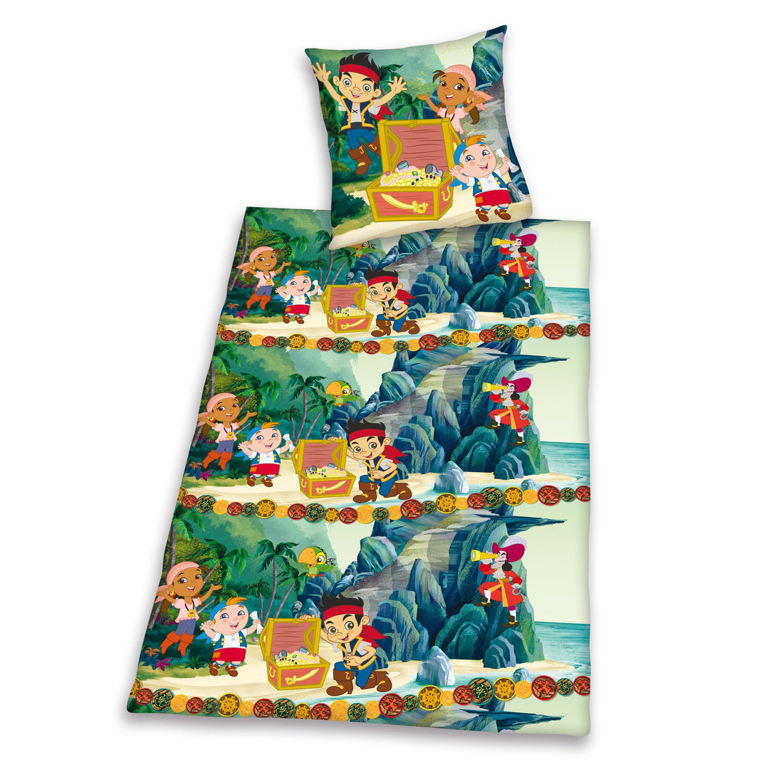 Herding 440731050412 Bettwäsche Jake und die Nimmerlandpiraten, Kopfkissenbezug 80 x 80 cm und Bettb
