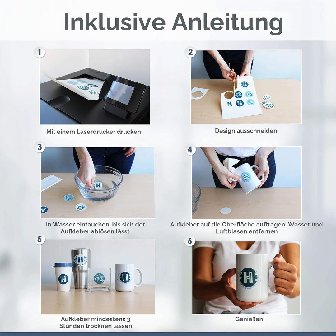 Hayes Paper, Wasserschiebefolie, Aufkleberpapier, LASERDRUCKER TRANSPARENT, 20 Seiten Erstklassiges
