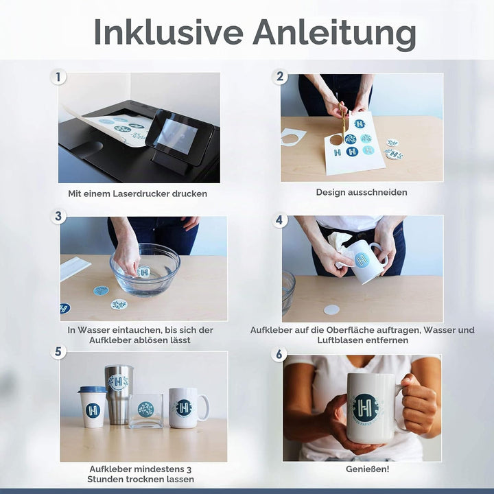 Hayes Paper, Wasserschiebefolie, Aufkleberpapier, LASERDRUCKER TRANSPARENT, 20 Seiten Erstklassiges