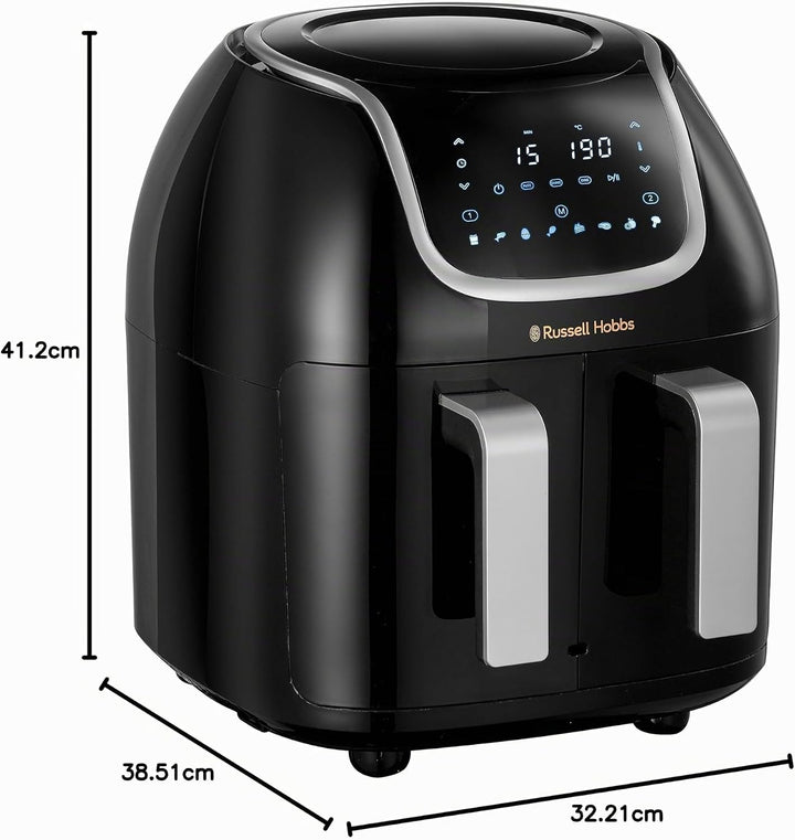 Russell Hobbs Heissluftfritteuse Doppelkammer [2 Fächer: 4,25l oder ein Korb 8,5l ] AirFryer SatisFr