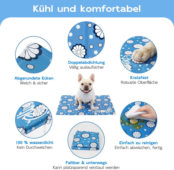 Pet Prime Kühlmatte Hund 90x60cm, Kühlmatte für Hunde, Hunde Kühlmatte für Kisten, Hundehütten und B