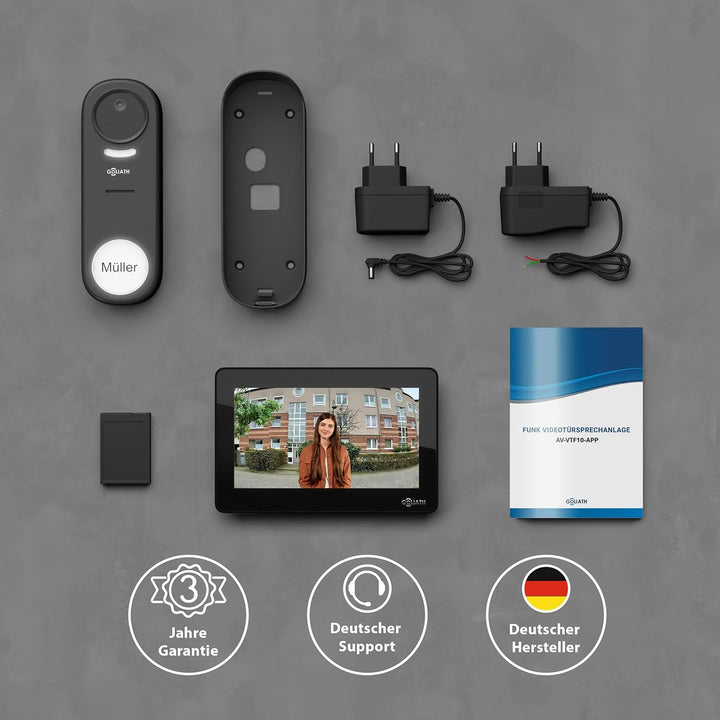 GOLIATH® Funkklingel mit Kamera &amp; Gegensprechanlage [MIT SMARTPHONE-APP] - Türklingel mit Full HD Ka