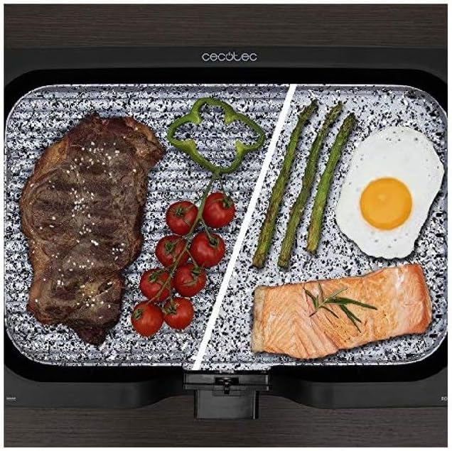 Cecotec Elektrische Grillplatte Rock&Water 2000.RockStone Steinverkleidung, Einstellbarer Thermostat
