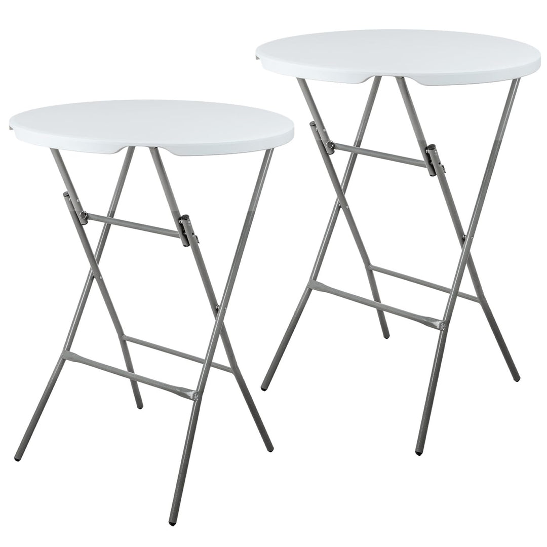 VOSS.garden 2X Stehtische Ø80cm/ 105cm, Hochtisch klappbar, Kunststoff & Stahlgestell