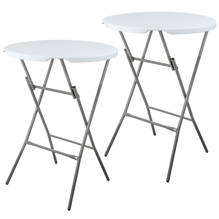 VOSS.garden 2X Stehtische Ø80cm/ 105cm, Hochtisch klappbar, Kunststoff & Stahlgestell