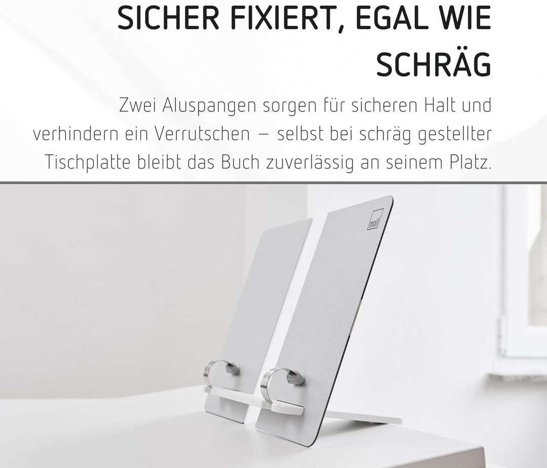 moll Design-Buchstütze, Kinderschreibtisch Zubehör, Faltbare und Zeitlose Buchstütze mit integrierte