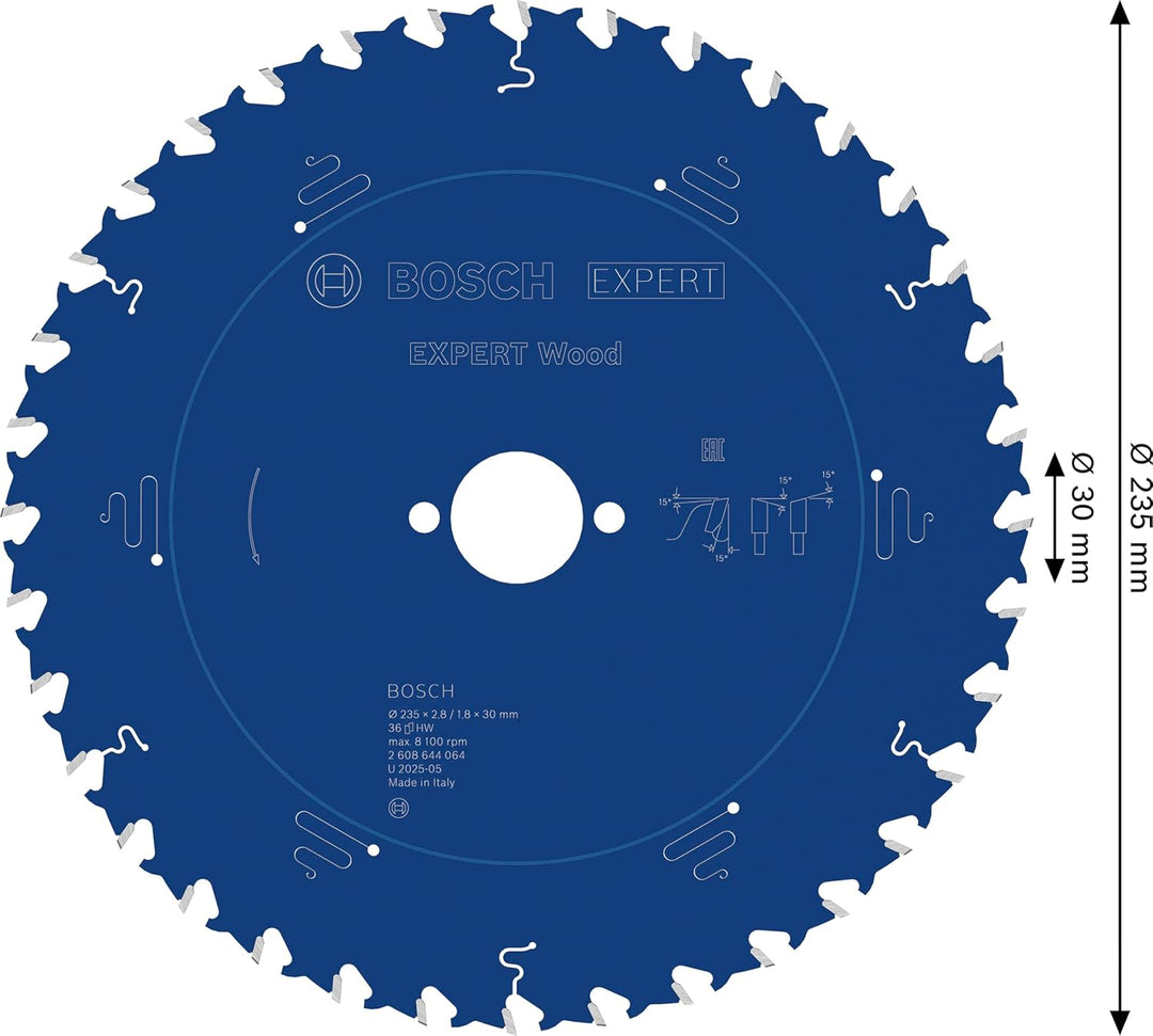 Bosch Professional 1x Kreissägeblatt Expert for Wood (Holz, Sägeblatt Ø 235 x 30 x 2,8 mm, 36 Zähne,