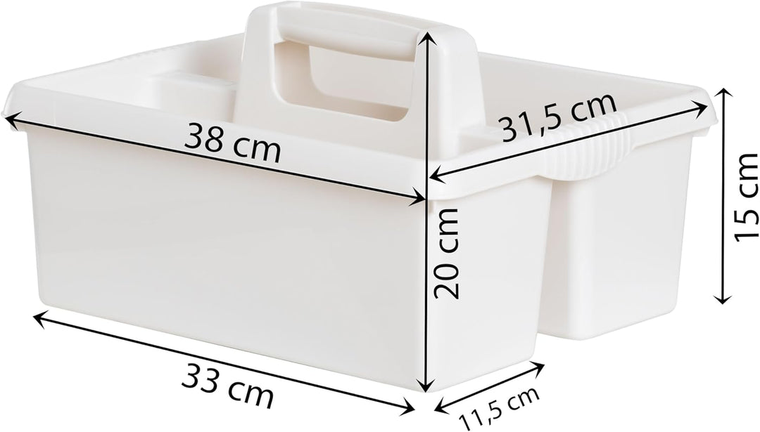 Tragbarer Organizer für Putzmittel 38x32x15 cm Weiss Werkzeugträger Gartengerätekorb Schuhputzkasten
