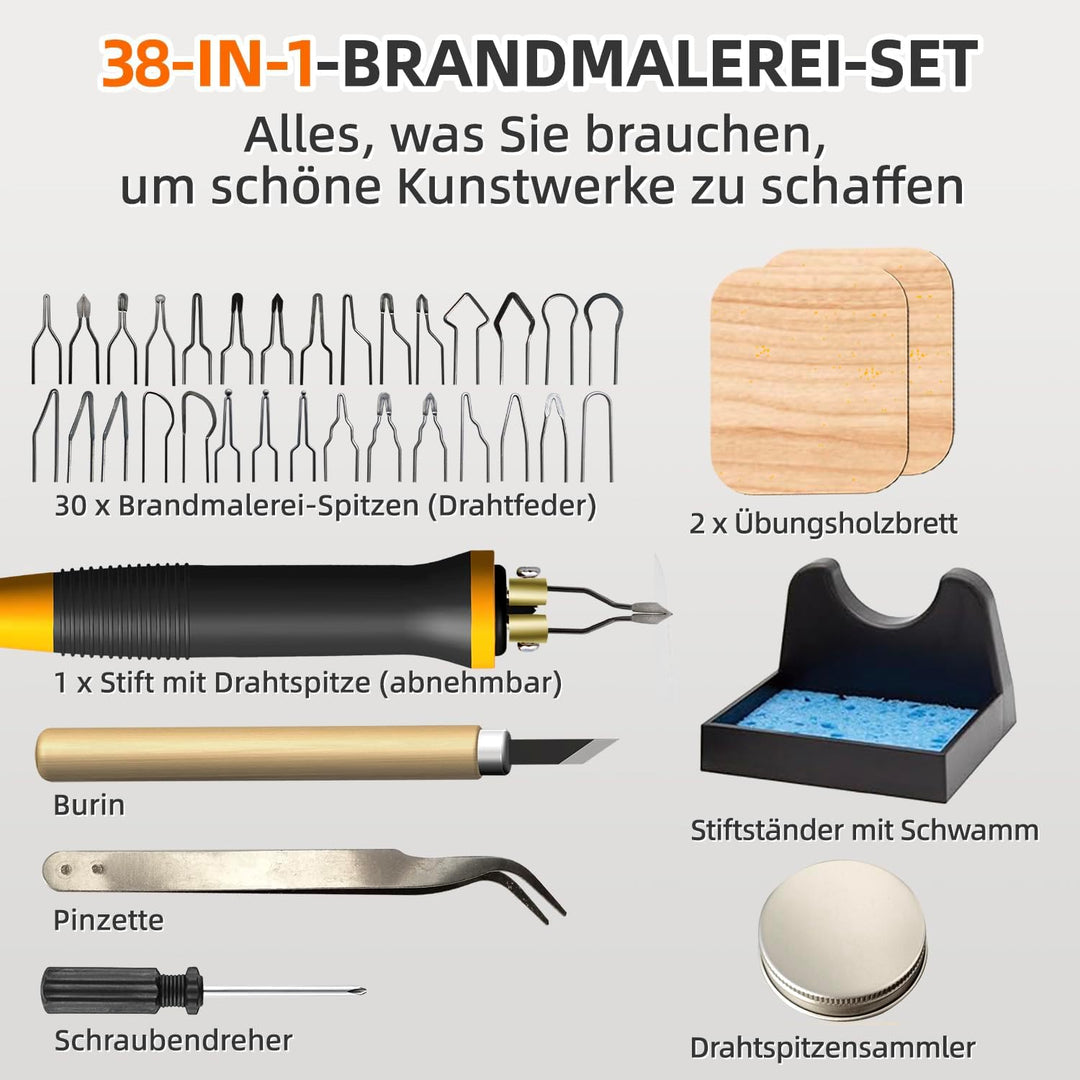 FIRElood LH20 Holzverbrennungsset, Pyrographie-Holzverbrennungswerkzeug-Set mit Brandmalerei-Maschin