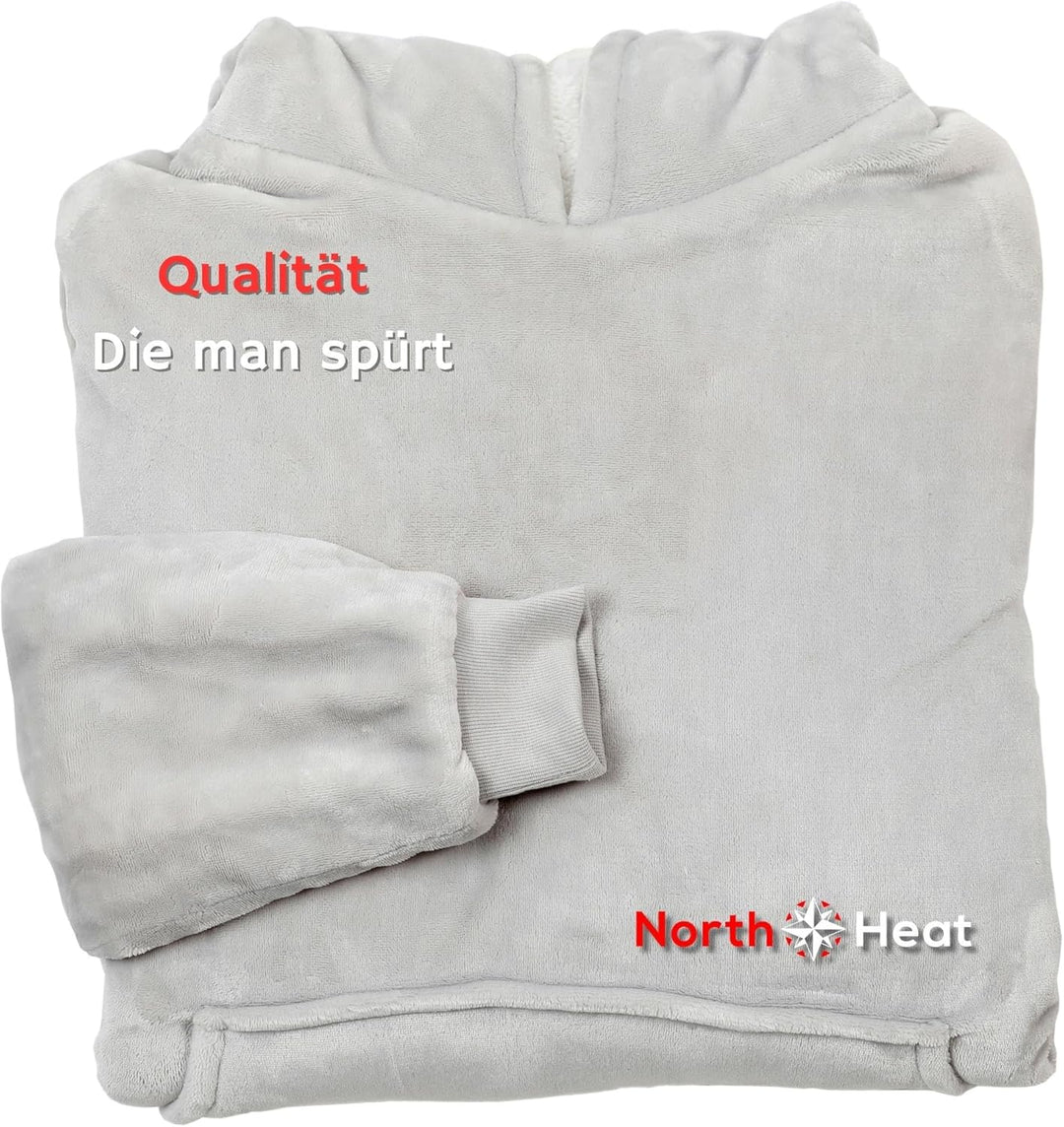 NorthHeat Beheizter Kuschel Hoodie | flauschige Ärmel Decke beheizbar | perfekt für Freundin, Mama u