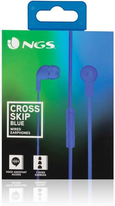 NGS CROSSSKIP Blue - In-Ear-Kopfhörer, Kopfhörer mit Mikrofon und Kabel, Stereo-Kopfhörer mit 3,5 mm