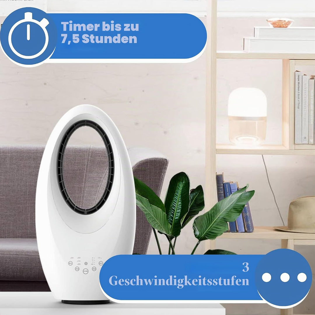 ARDES - Flügelloser Ventilator, leistungsstarker und leiser Ventilator mit Fernbedienung, LED-Nachtl