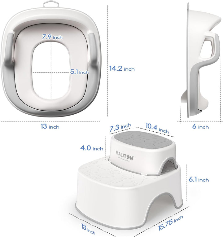 Maliton Toilettensitz Kinder mit 2-stufiger Tritthocker für Kinder 1-8 Jahren, Kindertoilettenkorb m
