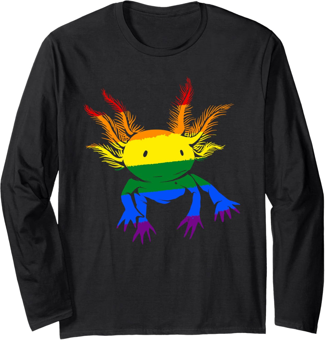 Axolotl LGTBQ Amphibien-Stolz-Monat in Regenbogenfarben Langarmshirt