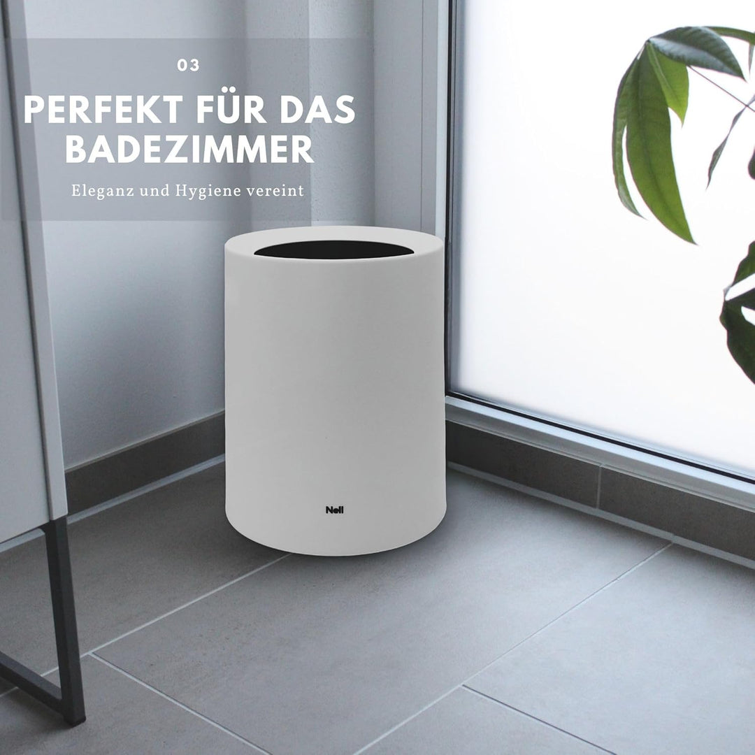 Nell 12L Mülleimer Büro Weiss Matt – Ideal für Büro, Küche und Wohnzimmer, Eleganter und vielseitige