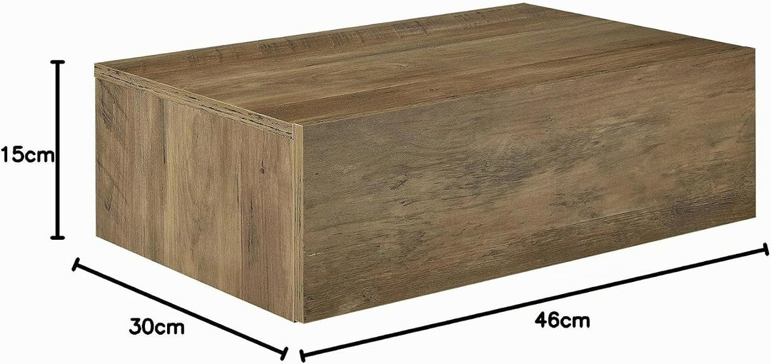 [en.casa] Wandregal Oslo mit Schublade 2er Set Nachttisch schwebende Nachtkommode Hängeregal Wandboa