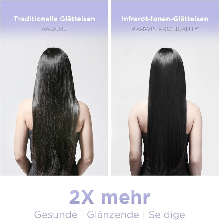 Infrarot-Ionen Haarglätter, PARWIN PRO BEAUTY 2 IN 1 Glätteisen Locken und Glätten, Infrarot- und Io
