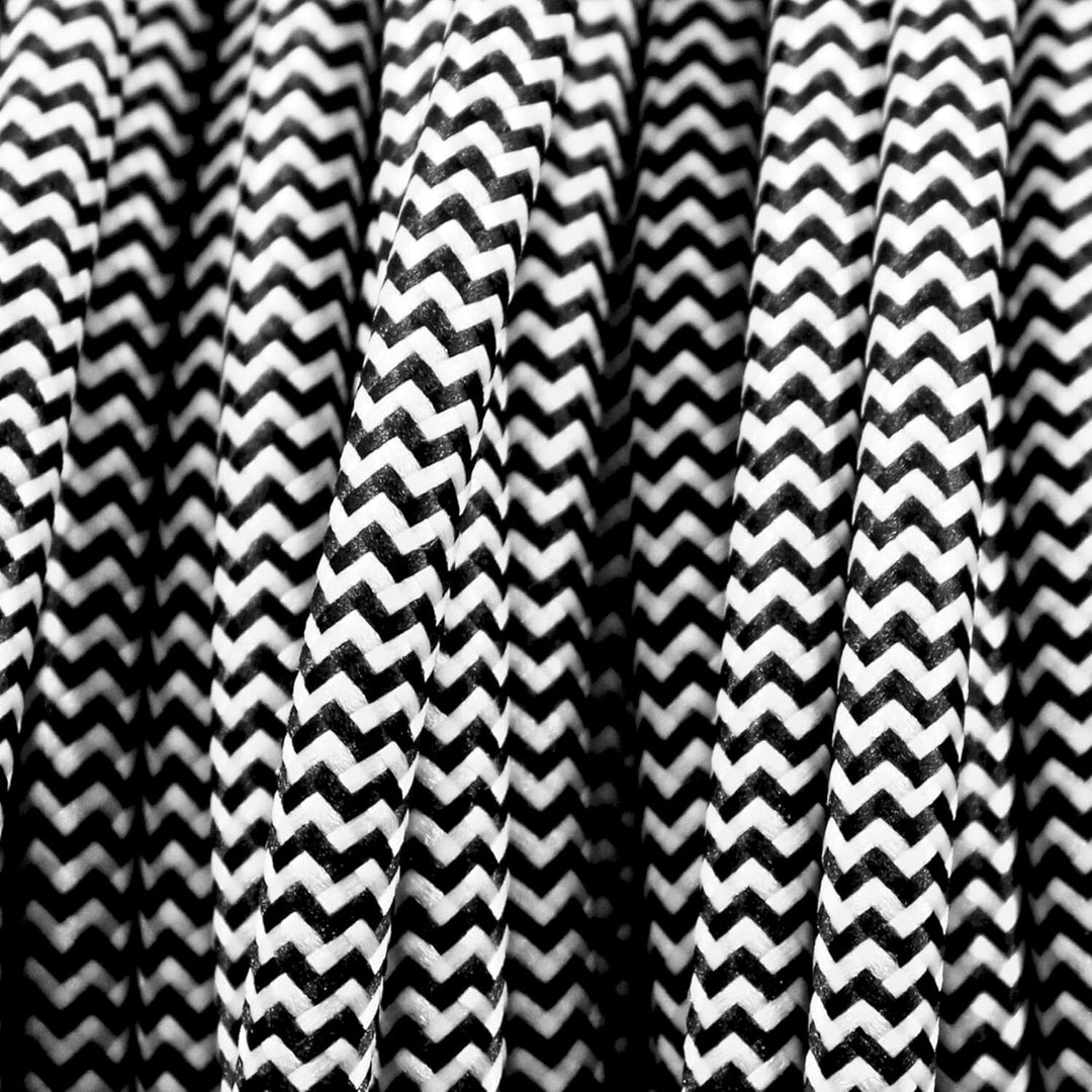 smartect Textilkabel 3-Adrig (3 x 0.75 mm²) Schwarz Weiss, 5 Meter | Vintage Lampenkabel Stoff, Stro