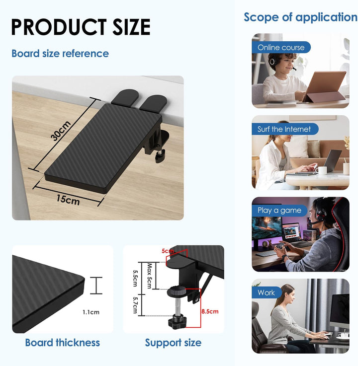 Ergonomische Schreibtisch Verlängerung 30×15cm 90° Faltbare Armauflage Schreibtisch Extender Armlehn