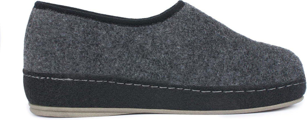 SCHAWOS Herren Filz Hausschuh 6064 warm gefüttert Schurwolle rutschhemmend Klettverschluss 40 EU Dun