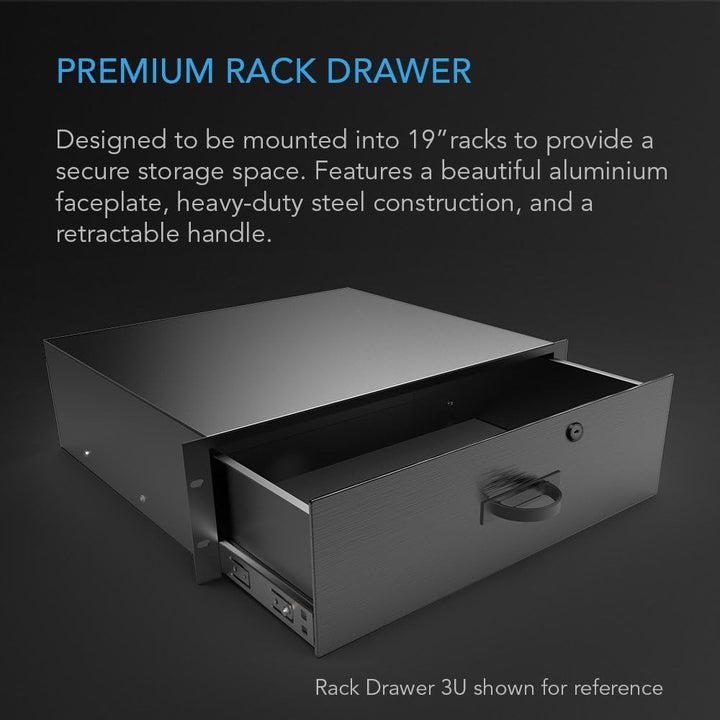 AC Infinity Rack Mount Drawer 1U mit Aluminium-Frontplatte für 19-Zoll-AV-Schrankregale von Equipmen