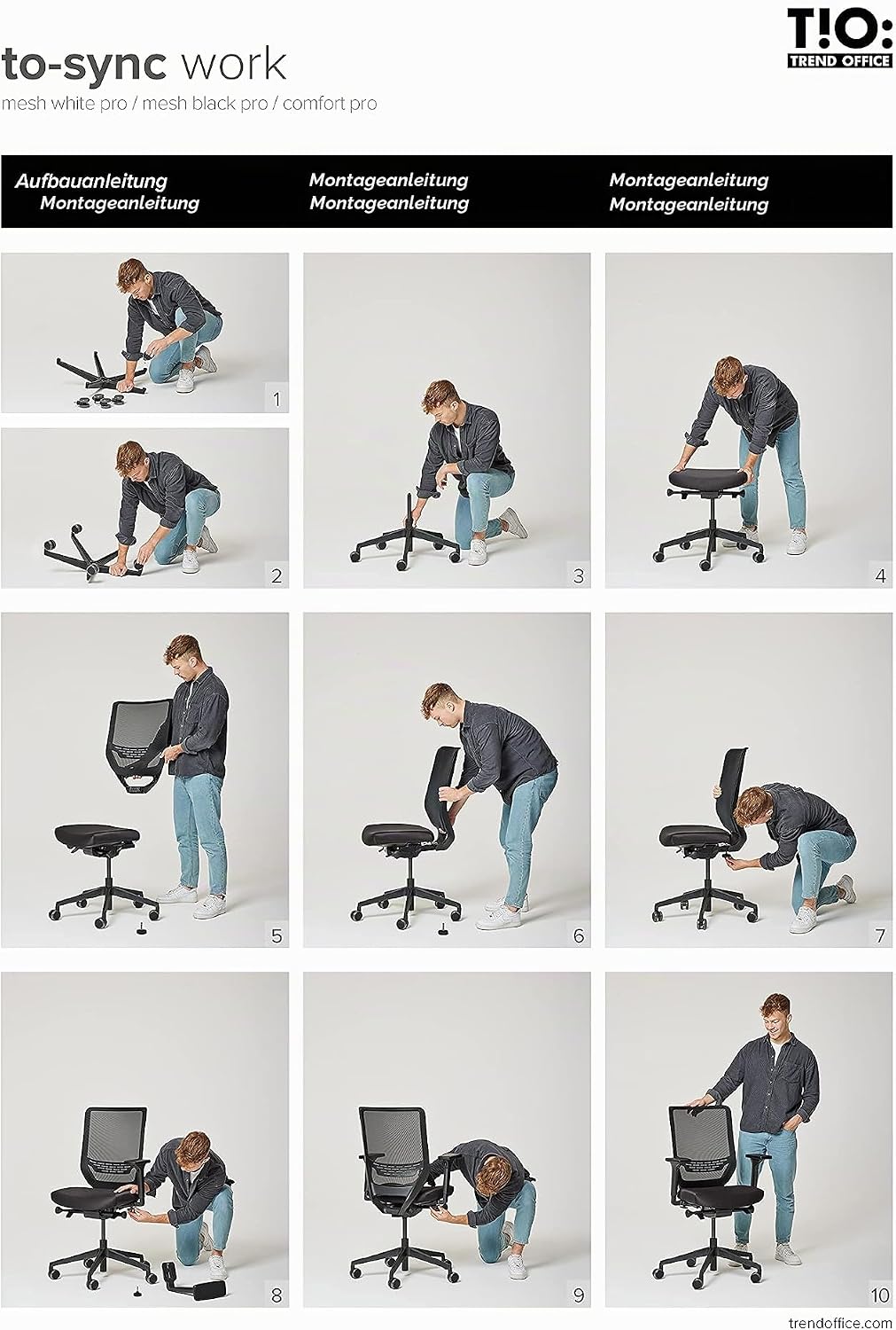 Trendoffice to-sync pro, ergonomischer Bürostuhl, mit Armlehnen, modernes Design, Homeoffice, umwelt