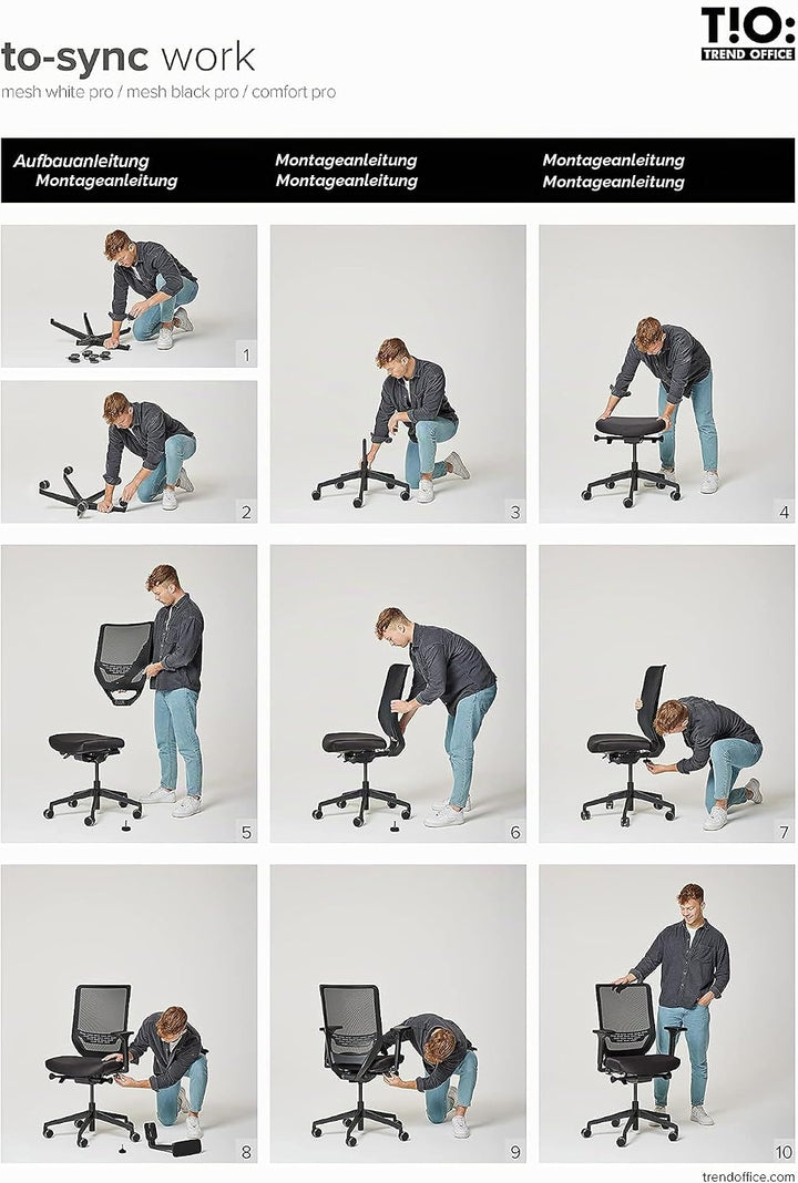 Trendoffice to-sync pro, ergonomischer Bürostuhl, mit Armlehnen, modernes Design, Homeoffice, umwelt
