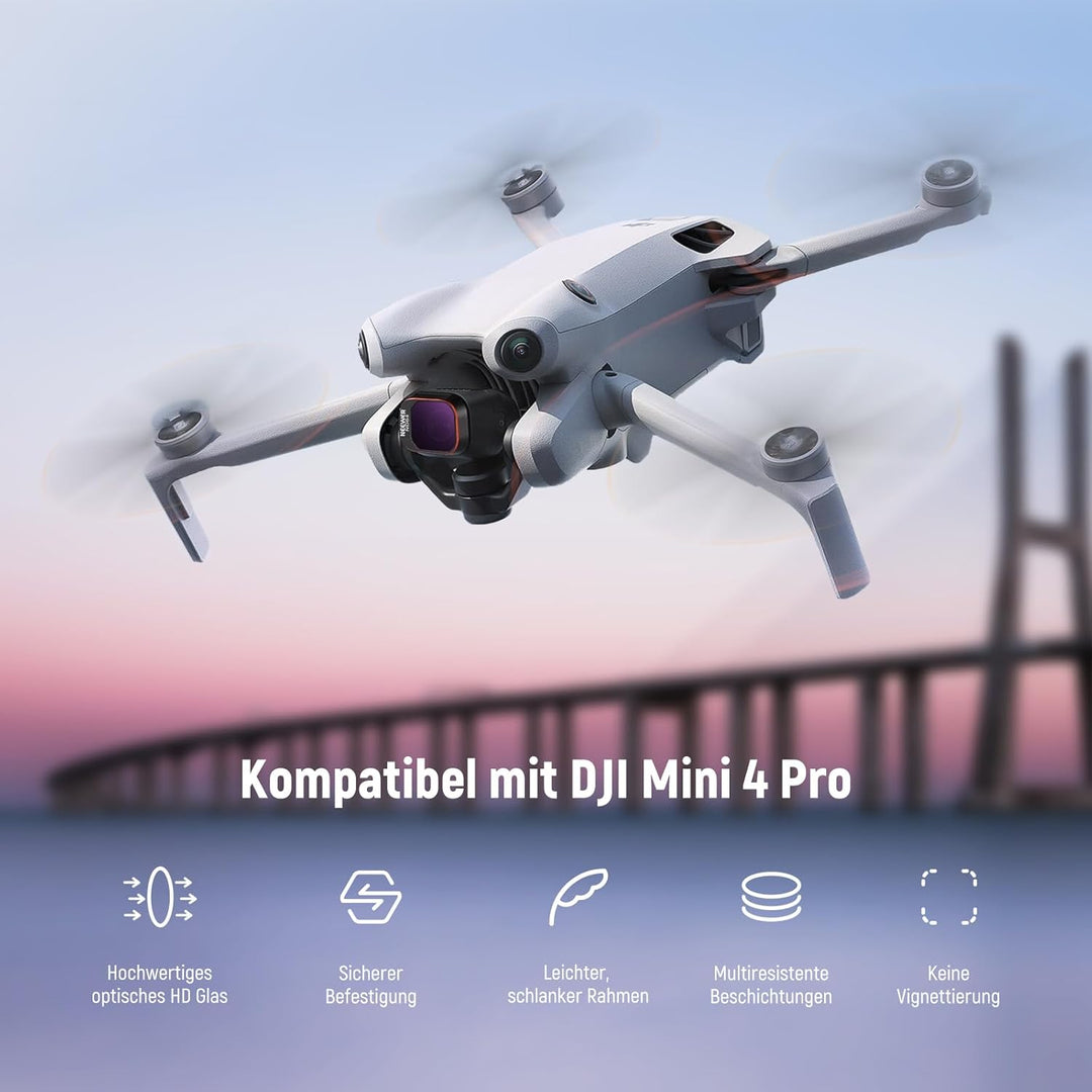 NEEWER ND und CPL Filter Set Kompatibel mit DJI Mini 4 Pro, 4 Pack ND16 ND64 ND256 CPL Polarizer und