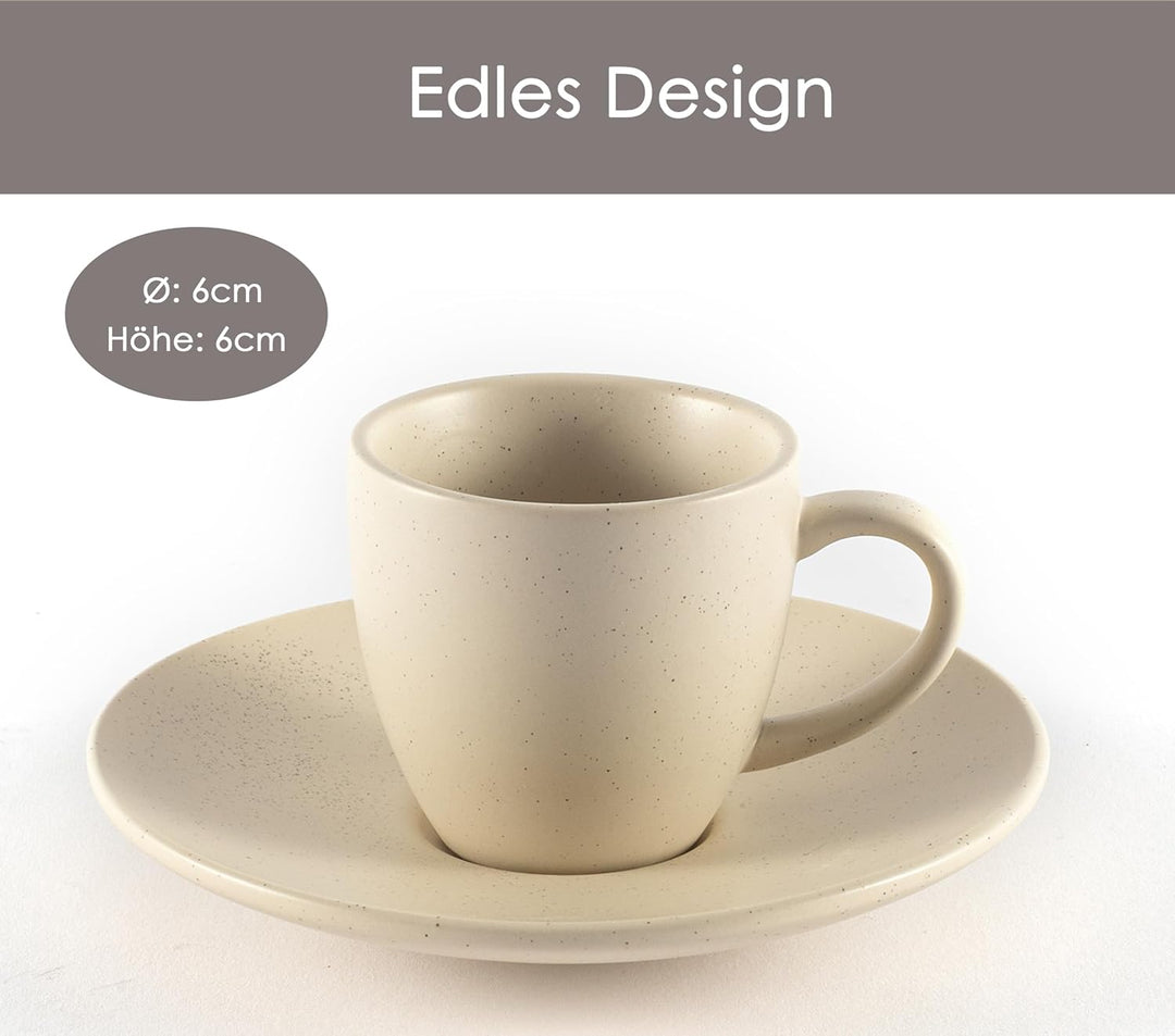 Espressotassen Set aus Steingut – Hochwertiges 4er Set, handgefertigt & dickwandig, Steingut Espress